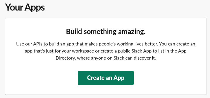 Slack Web UI - Create an App